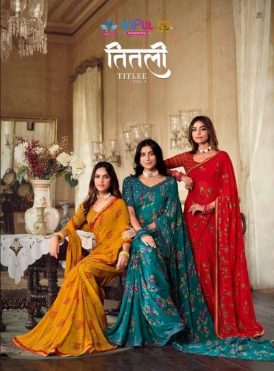 TITLEE VOL-04 BY VIPUL GEORGETTE SAREE WHOLESALER IN INDIA